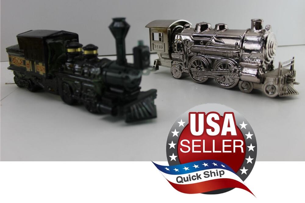 2pc Avon Bottles • 1876 Mason Machine Locomotive •The Atlantic Chrome Locomotive